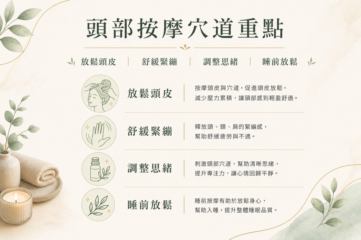 頭部按摩穴道重點圖